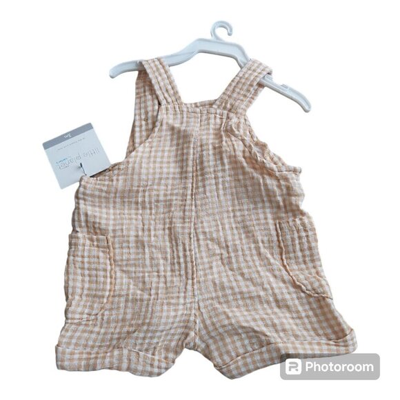 Little Planet by Carter's 100% Cotton Brown/White Plaid Overalls: Classic Style - Picture 2 of 7